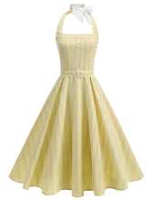 Load image into Gallery viewer, 1950S Vertical Stripe Halter Vintage Dress