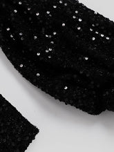 Load image into Gallery viewer, 2PS Black Crew Neck Long Sleeve Sequins Top With Swing Skrit Suit