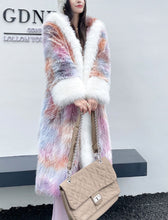 Load image into Gallery viewer, Faux Fur Coat Women V Neck Long Sleeve Hooded Maxi Winter Coat