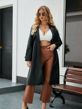 Load image into Gallery viewer, Women's Coat PU Leather Turndown Collar Fall Winter