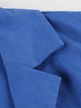 Load image into Gallery viewer, Blue V Neck 1950s Swing Dress With Back Bow