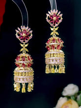Load image into Gallery viewer, Luxury Colored Zircon Inlaid with Three-dimensional Water Drops Campanula Flower Earrings