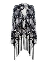 Load image into Gallery viewer, Great Gatsby 1920&#39;s Bridal Flapper Sequin Cape