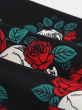 Load image into Gallery viewer, Gothic Black Skull and Rose Print Halter Vintage Halloween Dress