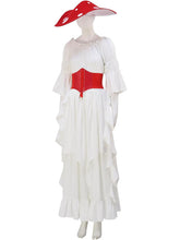 Load image into Gallery viewer, White Renaissance Mushroom Medieval Edwardian Dress With Mushroom Hat