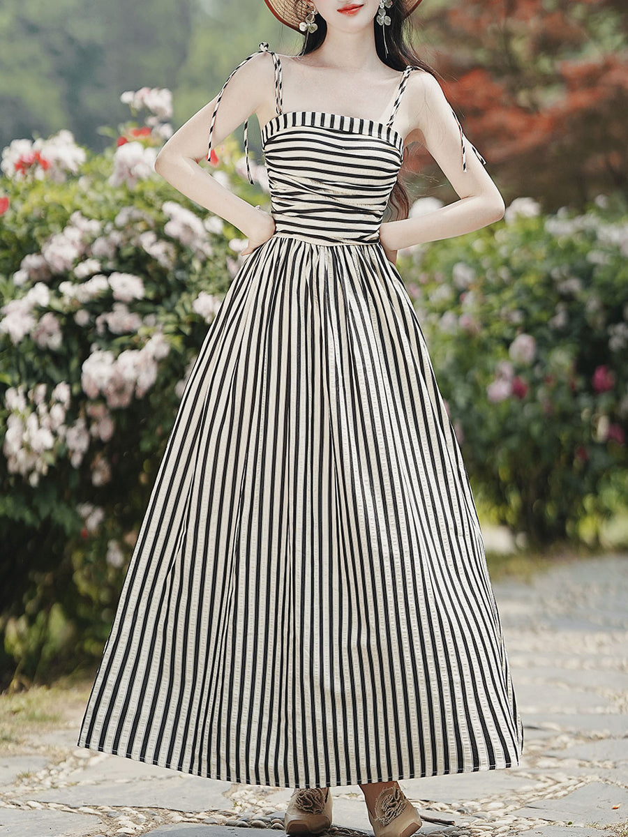 1950S Taylor Swift Same Style Black and White Stripe Swing Dress, Black / XS 1950S Taylor Swift Same Style Black and White Stripe Swing Dress, Black / XS