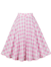 Load image into Gallery viewer, Plus Size 1950S Pink Plaid High Wasit Pleated Barbie Swing Vintage Skirt