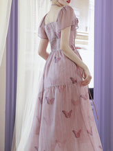 Load image into Gallery viewer, Lilac Purple Butterfly Print Romantic Maxi Dress
