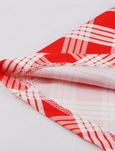 Load image into Gallery viewer, Red And White Plaid Straps Bow Retro Swing Dress