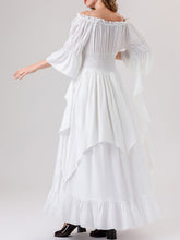 Load image into Gallery viewer, White Renaissance Mushroom Medieval Edwardian Dress With Mushroom Hat