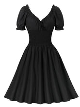 Load image into Gallery viewer, Black Ruffles Off Shoulder 1950S Vintage Swing Dress