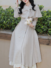Load image into Gallery viewer, 1950S Grey Bow Vintage Cape Long Dress Coat