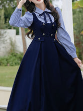 Load image into Gallery viewer, Navy Long Sleeve Vintage Dress Inspired by Zootopia‘s Judy Hopps