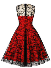 Load image into Gallery viewer, 1950S Lace Semi-Sheer Flocking Printing Vintage Halloween Dress