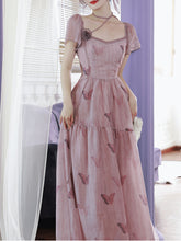 Load image into Gallery viewer, Lilac Purple Butterfly Print Romantic Maxi Dress