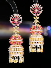 Load image into Gallery viewer, Luxury Colored Zircon Inlaid with Three-dimensional Water Drops Campanula Flower Earrings