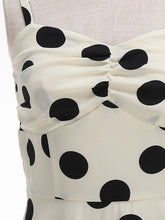 Load image into Gallery viewer, White and Black Polka Dots  Spaghetti Ruffles 1950S Vintage Dress Inspired by Cruella de Vil