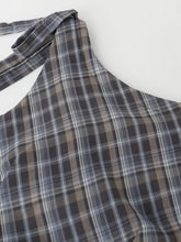 Load image into Gallery viewer, Navy Retro Plaid Crew Neck Sleeveless Irregular Hem Vintage Dress