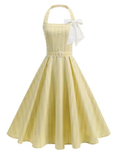 Load image into Gallery viewer, 1950S Vertical Stripe Halter Vintage Dress