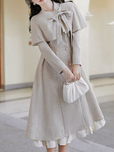 Load image into Gallery viewer, 1950S Grey Bow Vintage Cape Long Dress Coat