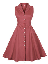 Load image into Gallery viewer, Blue V Neck 1950s Swing Dress With Back Bow