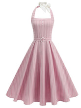 Load image into Gallery viewer, 1950S Vertical Stripe Halter Vintage Dress