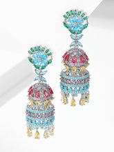Load image into Gallery viewer, Luxury Colored Zircon Inlaid with Three-dimensional Water Drops Campanula Flower Earrings
