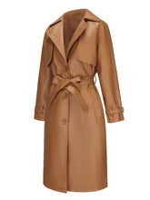 Load image into Gallery viewer, Women's Coat PU Leather Turndown Collar Fall Winter