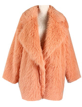 Load image into Gallery viewer, Orange Faux Fur Long Sleeve Lambswool Coat Women Winter Coat