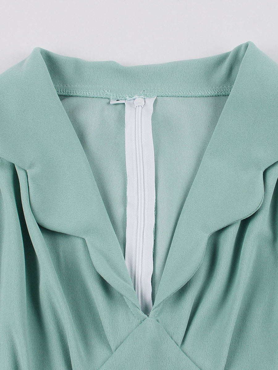 Mint Green V Neck 1950s Vintage Swing Dress – Jolly Vintage