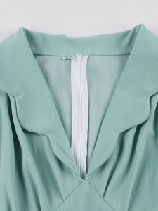 Mint Green V Neck 1950s Vintage Swing Dress