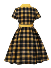 Load image into Gallery viewer, Clueless Inspired Yellow Plaid Vintage Shirt Dress