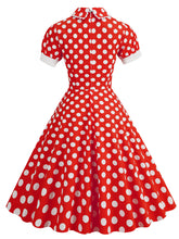 Load image into Gallery viewer, Minnie 1950s Peter Pan Polka Dot Swing Dress With Headband Gloves Set