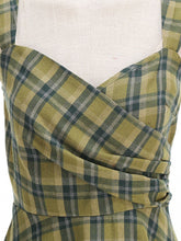 Load image into Gallery viewer, Clueless Inspired Yellow V Neck Plaid Vintage Dress