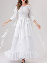 Load image into Gallery viewer, White Renaissance Mushroom Medieval Edwardian Dress With Mushroom Hat