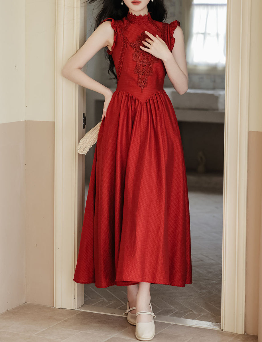 1950S Red Lace Classic Vintage Summer Swing Dress – Jolly Vintage