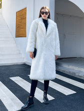 Load image into Gallery viewer, Faux Fur Coat Women V Neck Long Sleeve Maxi Winter Coat