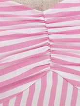 Load image into Gallery viewer, Pink And White Vertical Stripe Spaghetti Strap Barbie Same Style 1950S Vintage Dress