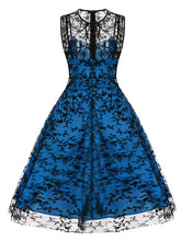 Load image into Gallery viewer, 1950S Lace Semi-Sheer Flocking Printing Vintage Halloween Dress