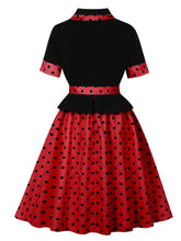 Load image into Gallery viewer, Ladybug Inspired Red and Black Polka Dot Shirt Dress