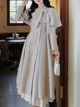 Load image into Gallery viewer, 1950S Grey Bow Vintage Cape Long Dress Coat