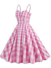 Load image into Gallery viewer, Pink And White Plaid Strap Classis Style Barbie Same Style 1950S Vintage Dress Set