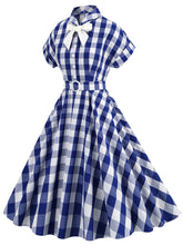 Load image into Gallery viewer, Pink And White Plaid Bow Collar Barbie Same Style 1950S Vintage Dress