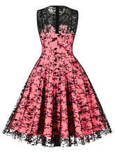 Load image into Gallery viewer, 1950S Lace Semi-Sheer Flocking Printing Vintage Halloween Dress