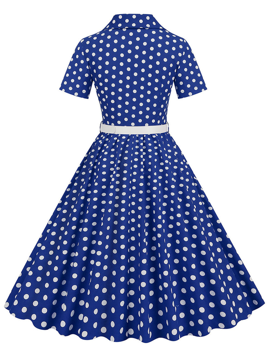 Polka Dots 1950S Vintage Shirt Swing Dress Jolly Vintage