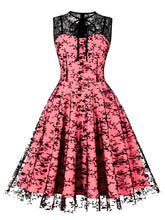 Load image into Gallery viewer, 1950S Lace Semi-Sheer Flocking Printing Vintage Halloween Dress