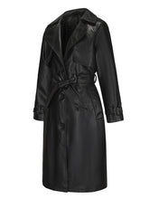 Load image into Gallery viewer, Women's Coat PU Leather Turndown Collar Fall Winter