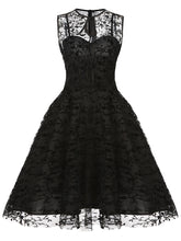 Load image into Gallery viewer, 1950S Lace Semi-Sheer Flocking Printing Vintage Halloween Dress