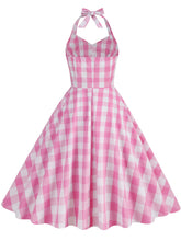 Load image into Gallery viewer, Pink And White Plaid Halter Classis Style 1950S Vintage Dress Set