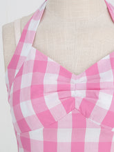 Load image into Gallery viewer, Pink And White Plaid Halter Classis Style 1950S Vintage Dress Set